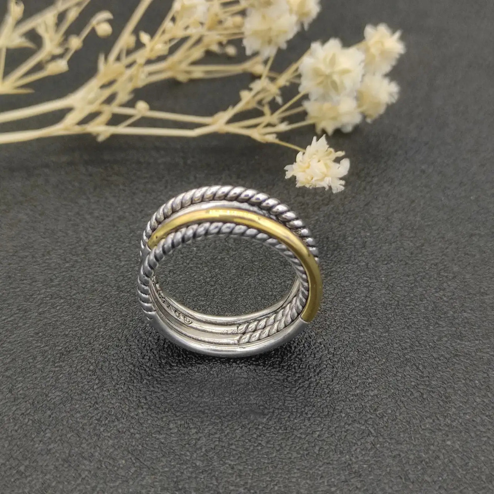 David Yurman Buttoned Single Cylindrical Two-Color Ring - Picture 7 of 7